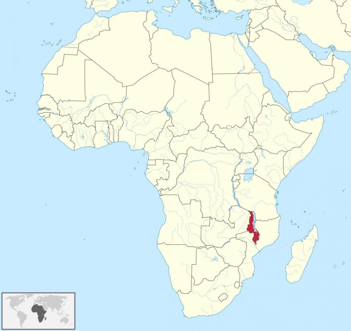 अफ्रीका का नक्शा दिखा मलावी