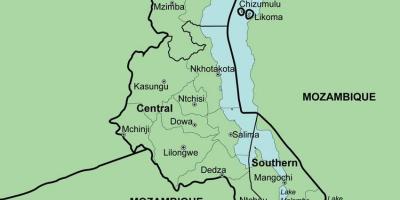 नक्शे के मलावी दिखा जिलों
