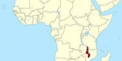 मलावी स्थान पर दुनिया के नक्शे