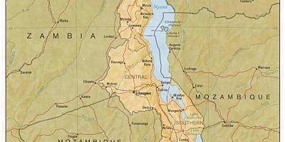 झील मलावी मानचित्र पर