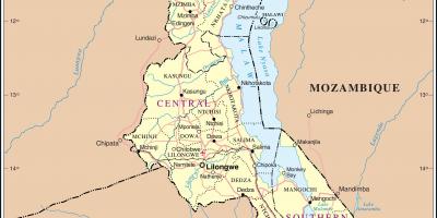 नक्शे के मलावी दिखा सड़कें